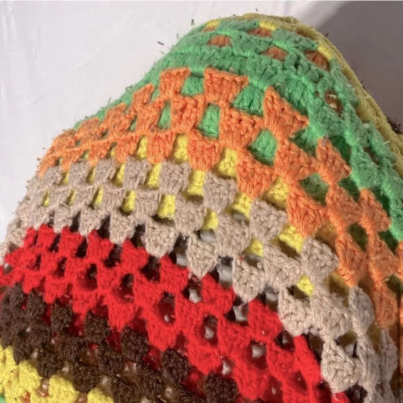 Vintage Handmade Striped Crochet Afghan  Throw Blanket - Picture 10 of 12